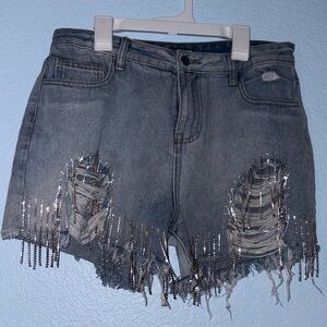 Fashion Nova Gray Distressed Jean Shorts
